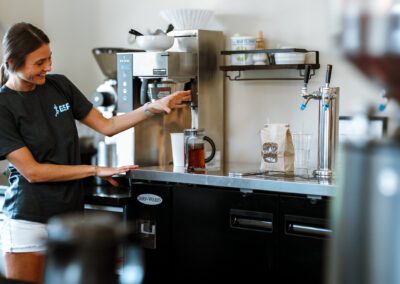 making tea in the coffee shop