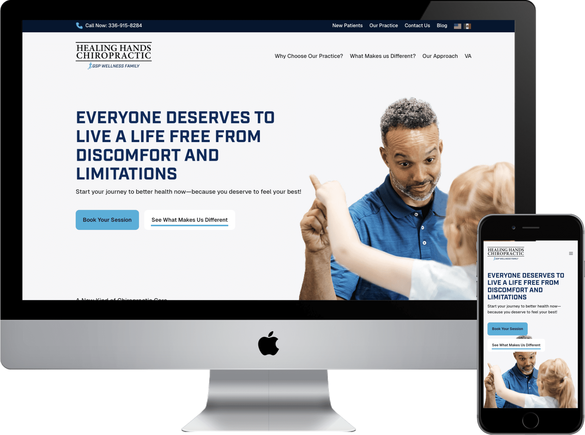 healing hands website redesign